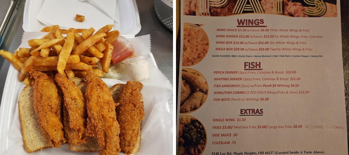 Pat's wing queen's Menu